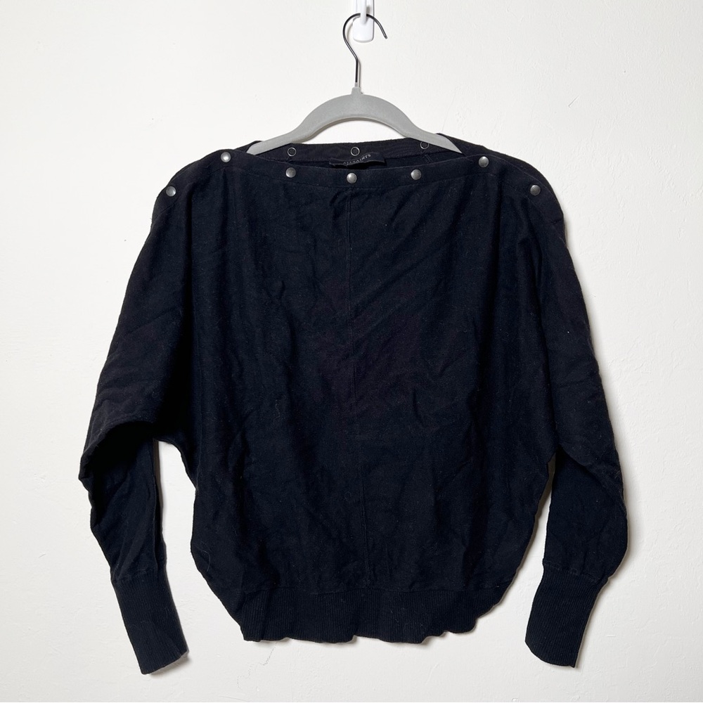 AllSaints Eli Button-Trim Sweater Black Size XS